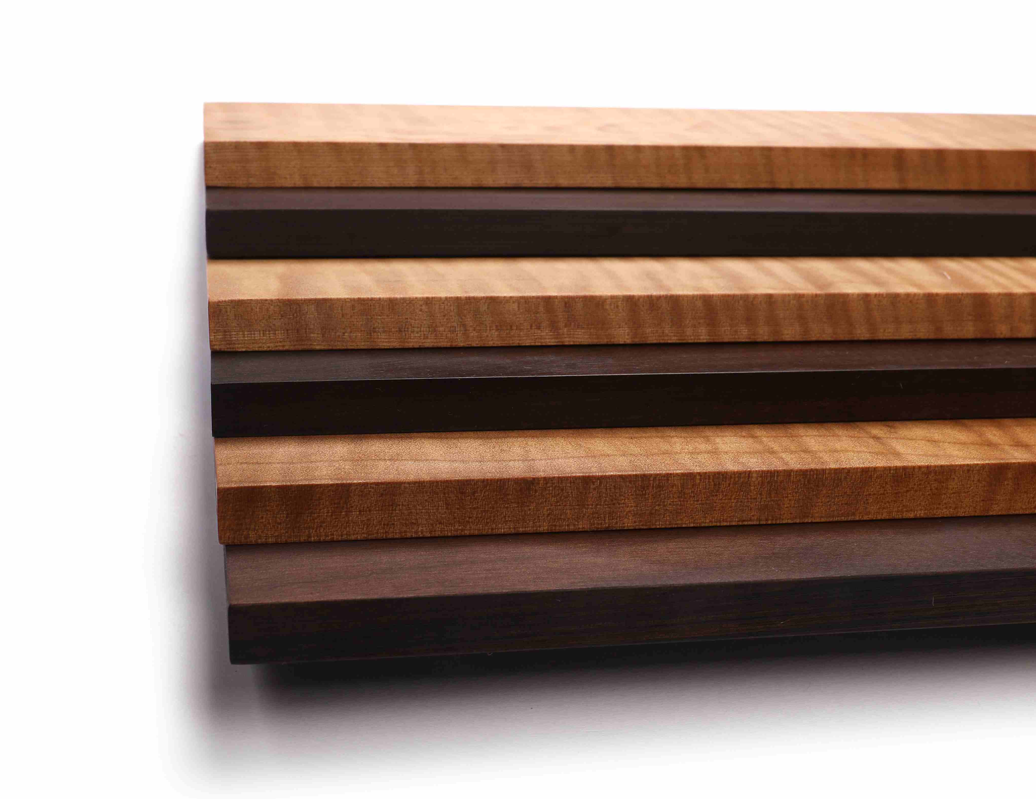 Fretboards from Sonowood flamed maple, maple and walnut